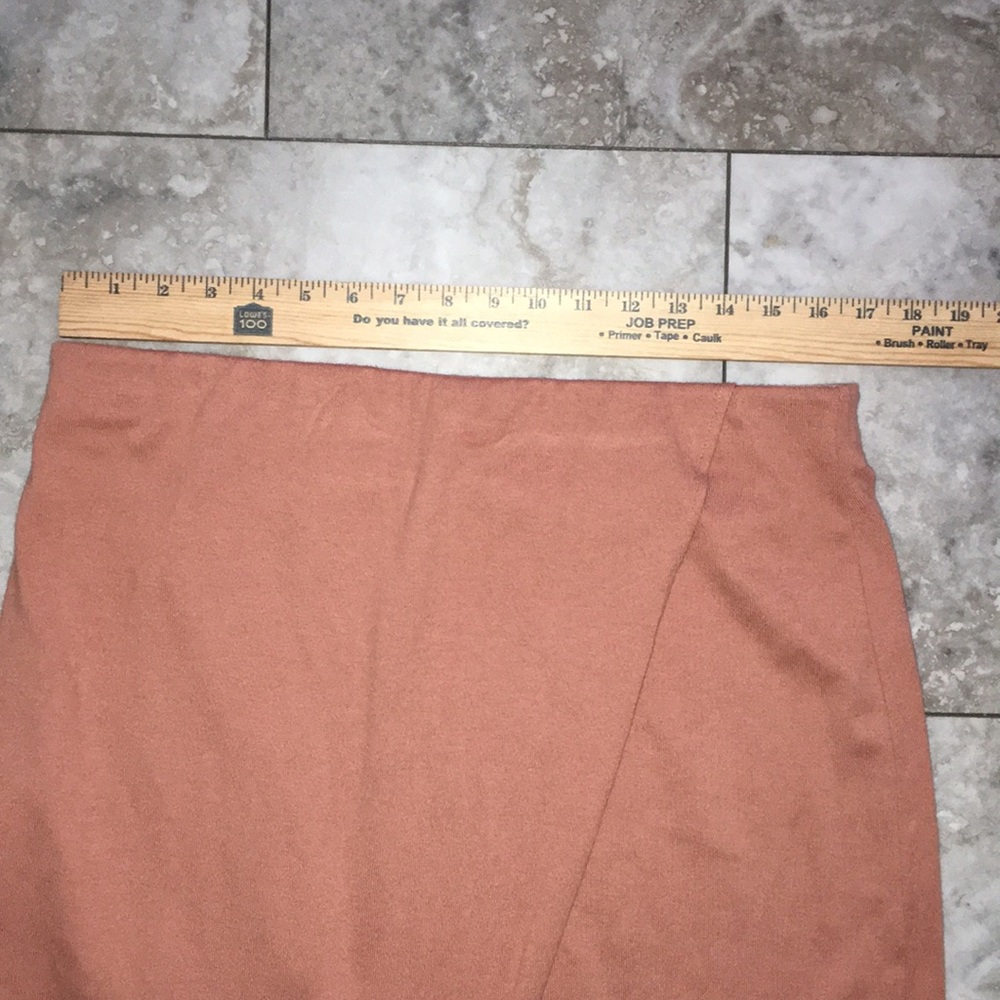 VINCE NWOT CLAY COLOR FAUX WRAP SOFT COTTON BLEND MIDI SKIRT SZ LARGE - Picture 9 of 11